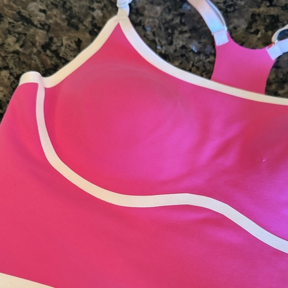 Pink by Victoria Secret Bright Pink polyester Sports Bra White Accents EUC XS - Picture 7 of 8